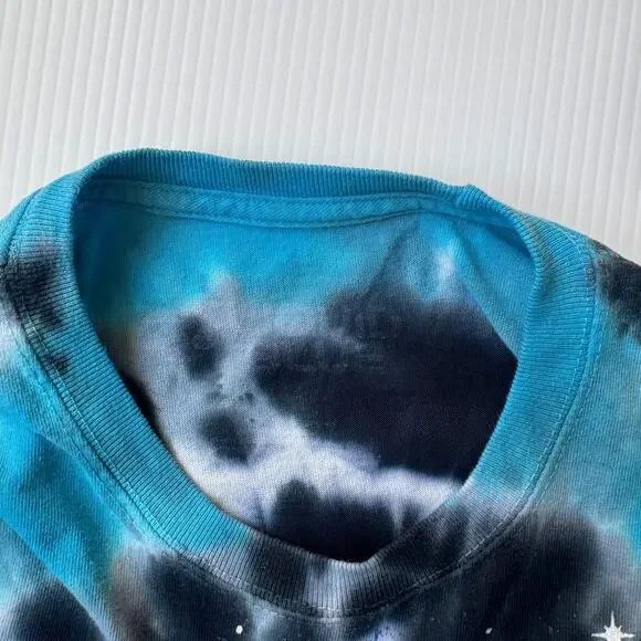 Grateful Dead Liquid Blue Tie Dye Skull Roses Steal Your Bertha Tee Double Sided - Picture 8 of 10